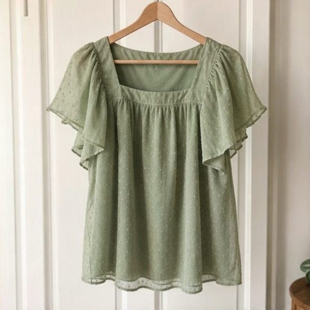 Sage Puff Sleeve Top